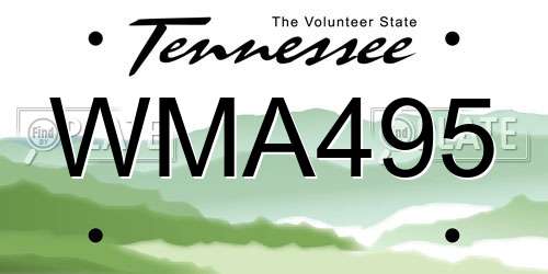 WMA495 Tennessee License Plate