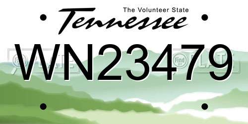 WN23479 Tennessee License Plate