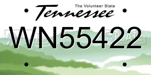 WN55422 Tennessee License Plate