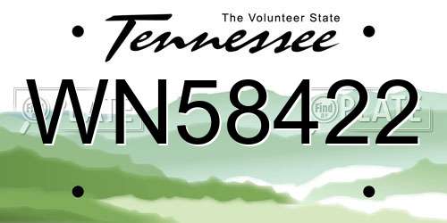 WN58422 Tennessee License Plate
