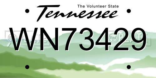 WN73429 Tennessee License Plate
