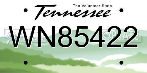 WN85422 Tennessee License Plate