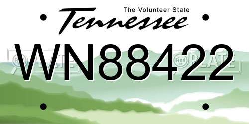 WN88422 Tennessee License Plate