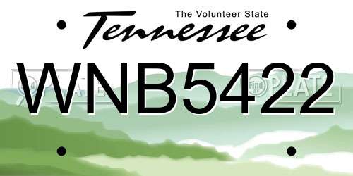 WNB5422 Tennessee License Plate