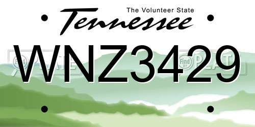 WNZ3429 Tennessee License Plate