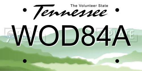 WOD84A Tennessee License Plate