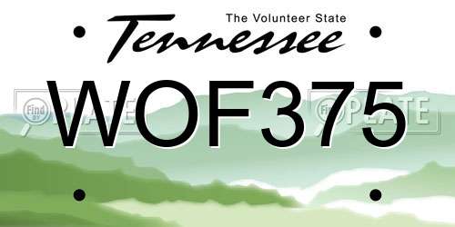 WOF375 Tennessee License Plate