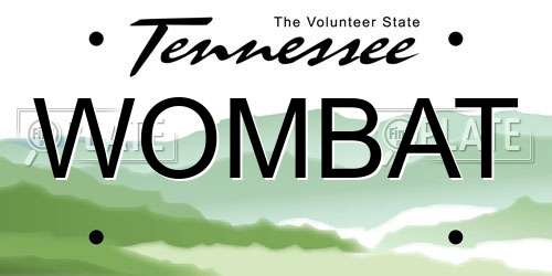WOMBAT Tennessee License Plate