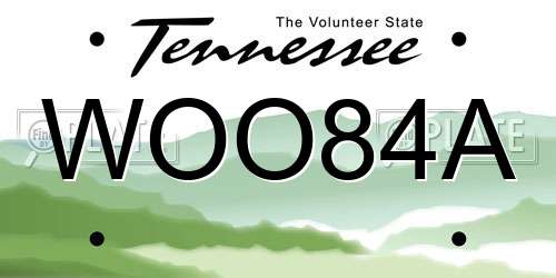WOO84A Tennessee License Plate