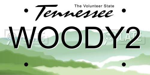 WOODY2 Tennessee License Plate