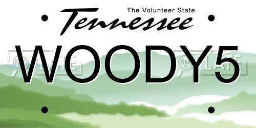 WOODY5 Tennessee License Plate