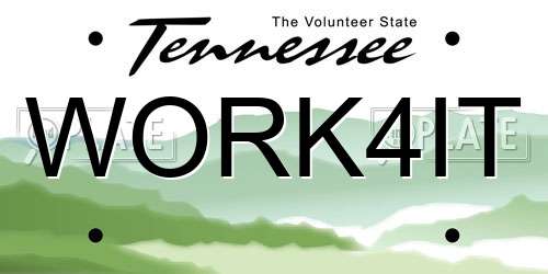 WORK4IT Tennessee License Plate