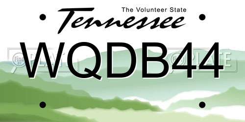 WQDB44 Tennessee License Plate