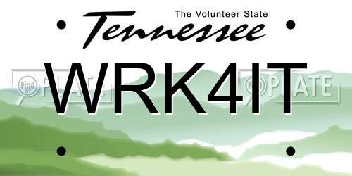 WRK4IT Tennessee License Plate