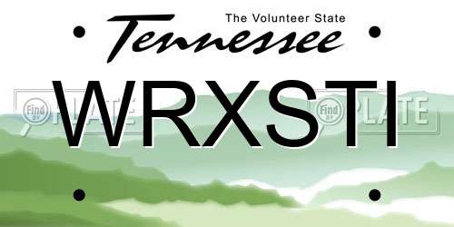WRXSTI Tennessee License Plate