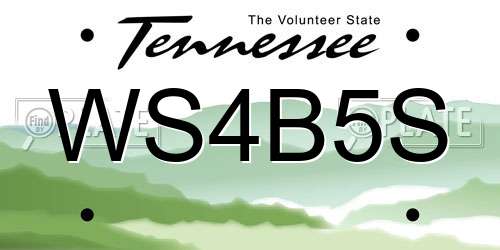 WS4B5S Tennessee License Plate