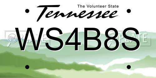 WS4B8S Tennessee License Plate