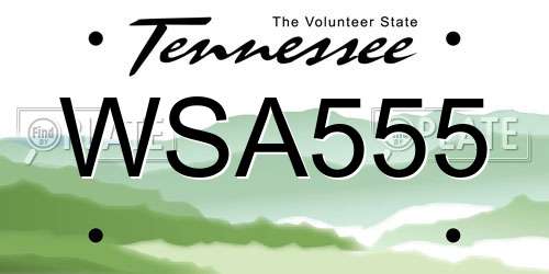WSA555 Tennessee License Plate