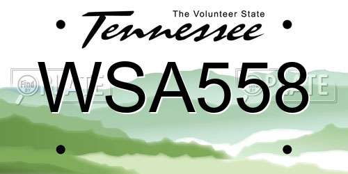 WSA558 Tennessee License Plate