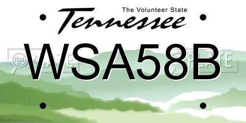 WSA58B Tennessee License Plate