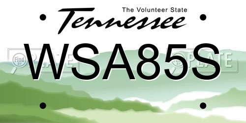 WSA85S Tennessee License Plate