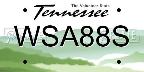 WSA88S Tennessee License Plate