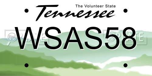 WSAS58 Tennessee License Plate
