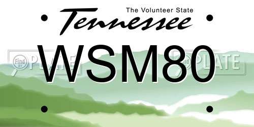 WSM80 Tennessee License Plate