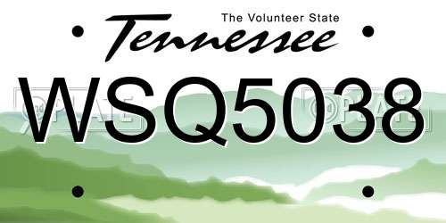 WSQ5038 Tennessee License Plate