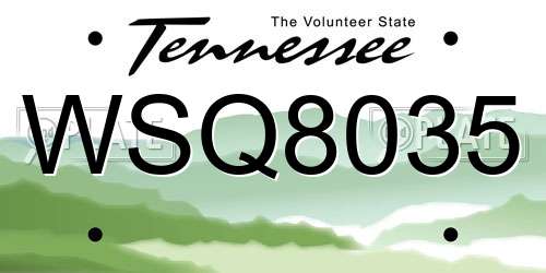 WSQ8035 Tennessee License Plate