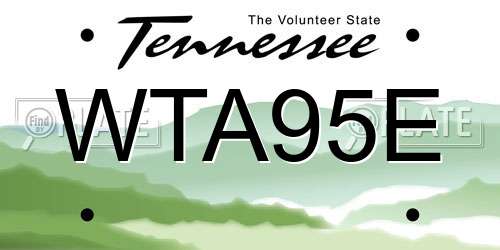 WTA95E Tennessee License Plate