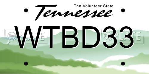 WTBD33 Tennessee License Plate