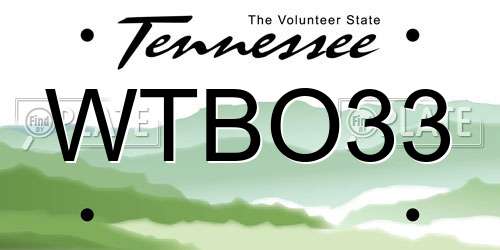 WTBO33 Tennessee License Plate