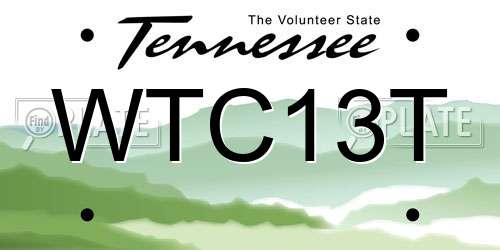 WTC13T Tennessee License Plate