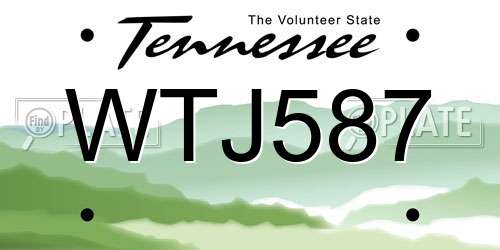 WTJ587 Tennessee License Plate
