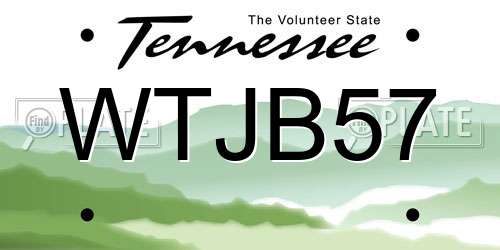 WTJB57 Tennessee License Plate