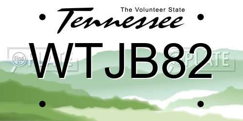 WTJB82 Tennessee License Plate