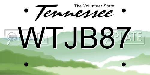 WTJB87 Tennessee License Plate