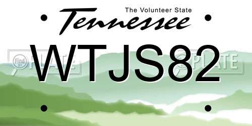 WTJS82 Tennessee License Plate