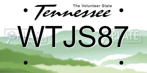 WTJS87 Tennessee License Plate