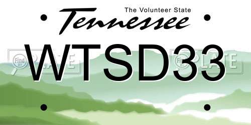 WTSD33 Tennessee License Plate