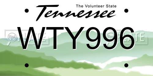 WTY996 Tennessee License Plate