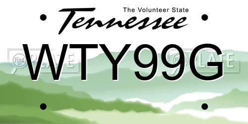 WTY99G Tennessee License Plate