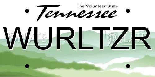 WURLTZR Tennessee License Plate