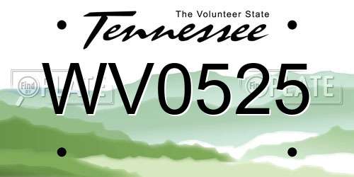 WV0525 Tennessee License Plate