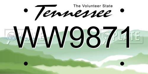 WW9871 Tennessee License Plate