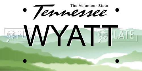 WYATT Tennessee License Plate