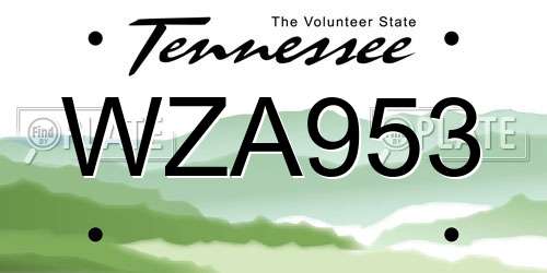 WZA953 Tennessee License Plate