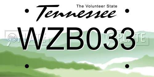 WZB033 Tennessee License Plate