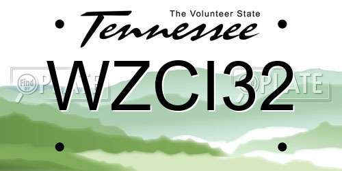 WZCI32 Tennessee License Plate